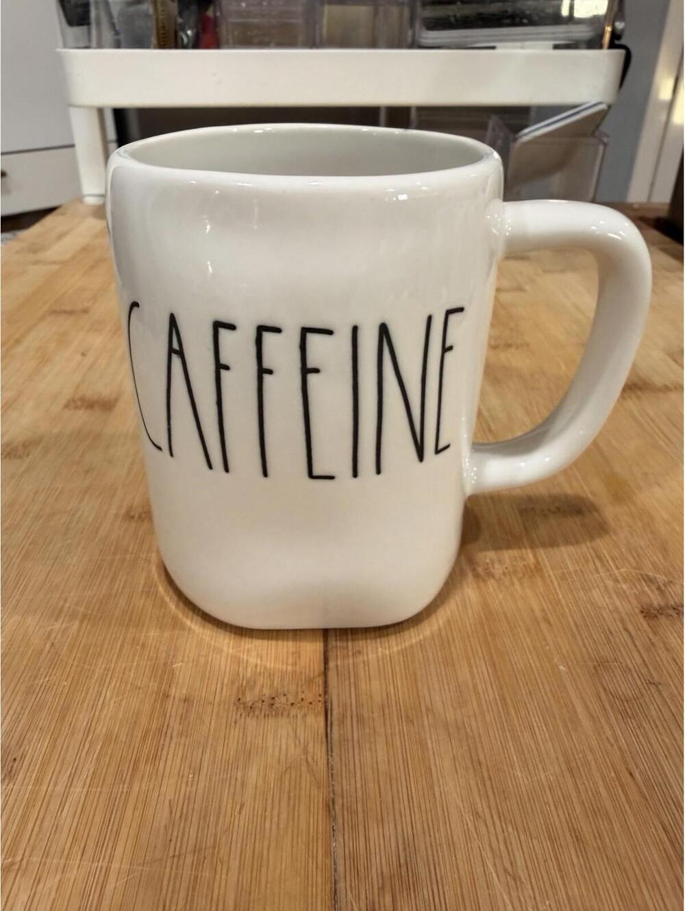 Rae Dunn Artisan Collection By Magenta White Ceramic Caffeine Mug Farmhouse *
